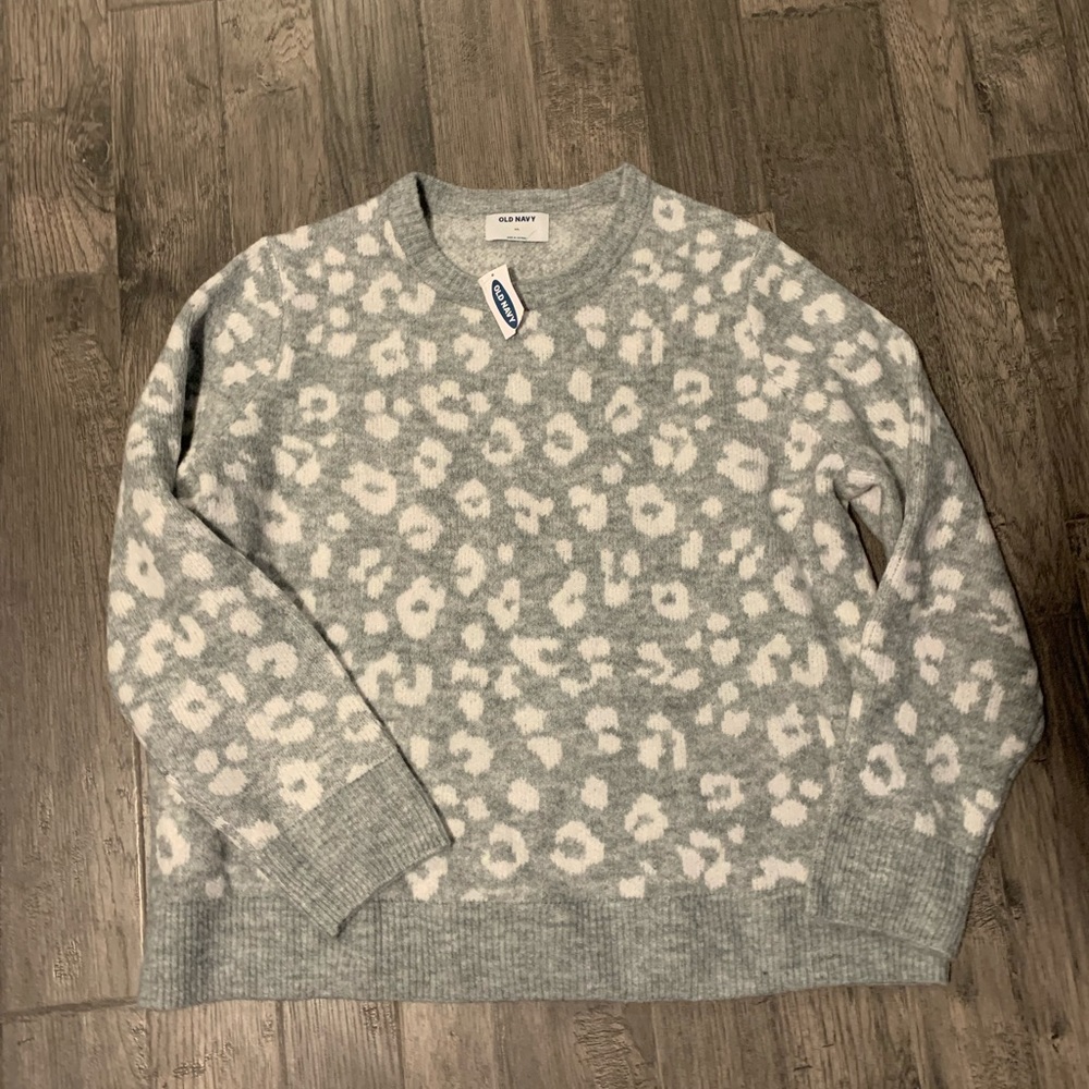 Grey Leopard Print Sweater